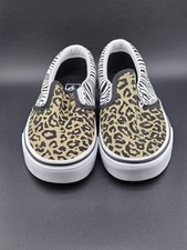 Vans Classic Slip On Kids Leopard/Zebra Print Shoes Junior Sz 4
