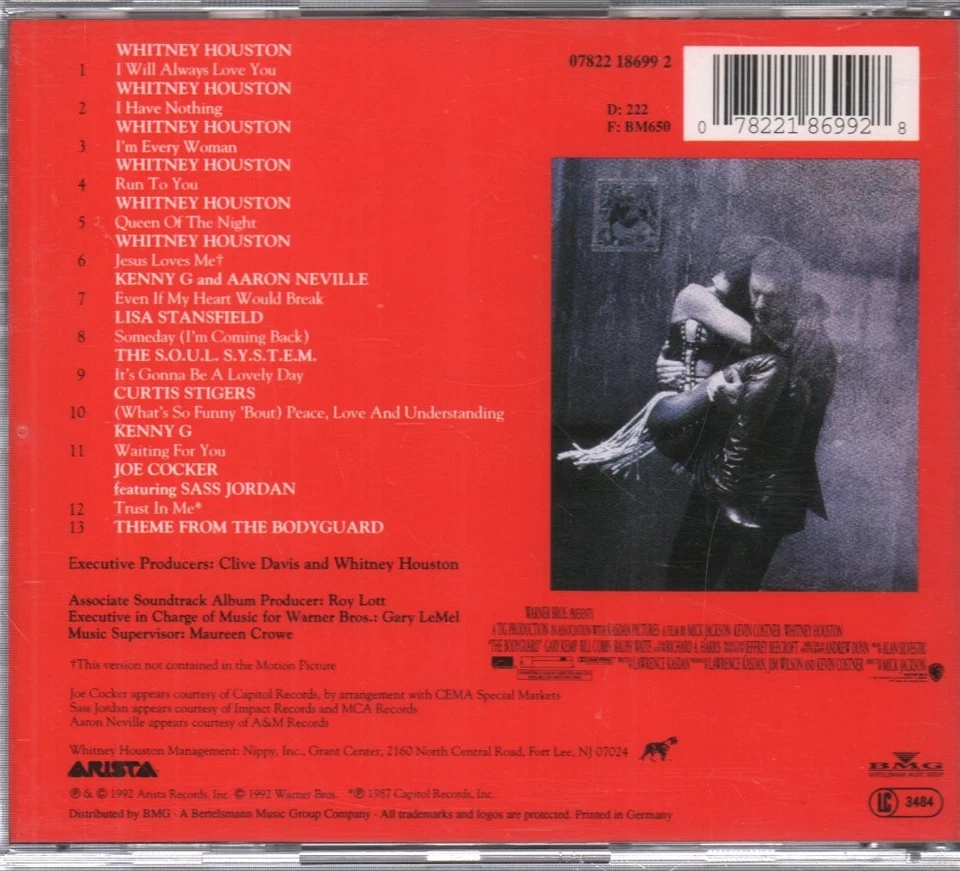 Banda Sonora Original De Bodyguard Álbum De CD Alemania Arista 1992 Presentando - Imagen 2 de 2