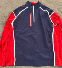 Footjoy 1/4 Zip Golf Jacket Mens L Dark Blue Red FJ Mock Neck Wind Pullover