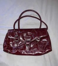 JFW Vintage 90s Y2K Classic Burgundy Leather Bag Buckle Details 8H x 13W x 4D ”