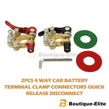 2PCS 4 Way Car Battery Terminal Clamp Connectors Quick Release Disconnect US