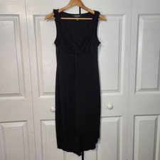 Vintage Rampage Black Ruffle V-Neck High-Low Midi Dress Womens Medium Sleeveless