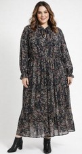 Plus Size 3XL Modissima Floral Maxi Dress BNWT Long Sleeve Boho Midi/Maxi