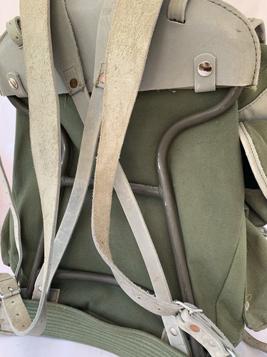 Canvas Back Pack Leather Straps Metal Back Support Camping Hunting Hiking PNW - Picture 9 of 22