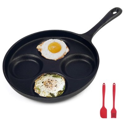 4-Cup Cast Iron Fried Egg Pan 9.5  Pancake Pan Burger Omelet Cooker Griddle E...