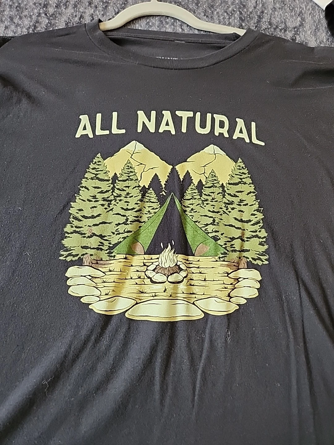 Mens Grunt Style 2XL XXLarge SS T-Shirt Black All Natural Camping Scene