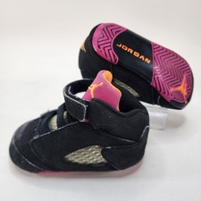 Baby Jordans size 3c black jordans with Strap Boys Girls