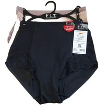 F.I.T. Figure Improving Sz S Hi Waist TummyControl Shaping Briefs Lace Trim 3 Pk