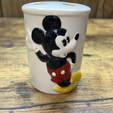 Vintage Disney Mickey Mouse Ceramic Toothbrush Holder Bathroom Decor Taiwan