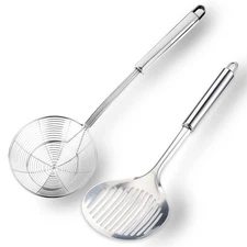 Stainless Steel Kitchen Utensil Set - Skimmer,Spatula,Spoon&Strainer for Cooking