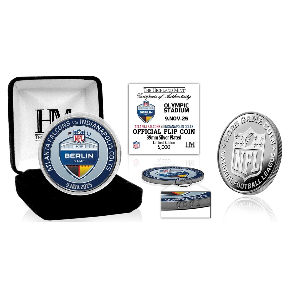 HIGHLAND MINT NFL Berlin Game 2025 Official Flip Coin (39mm) Münze