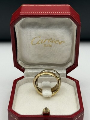 Vintage Les Must de Cartier 18K Gold Trinity Ring 3.5mm Size 49