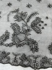 antique lace shawl black square Chantilly 50 x 50 in. 19th c 1800s original