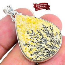 Psilomelaine Dendritic Gemstone Anniversary Wife Bezel Pendant 925 Solid Silver