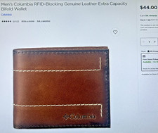Men's Columbia RFID-Blocking Genuine Leather Extra Capacity Bifold Wallet TAN