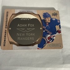 2023-24 Upper Deck Engrained Honorary Engravings ADAM FOX /100 Rangers Rare