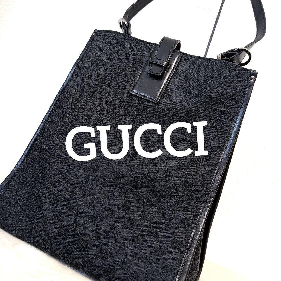 GUCCI Black GG Monogram Shoulder Bag Preowned Vintage Luxury
