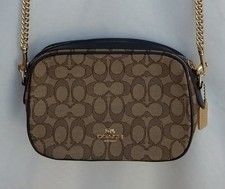 Coach Chain Shoulder Bag F28959 Signature Beige Brown Leather Canvas NWT