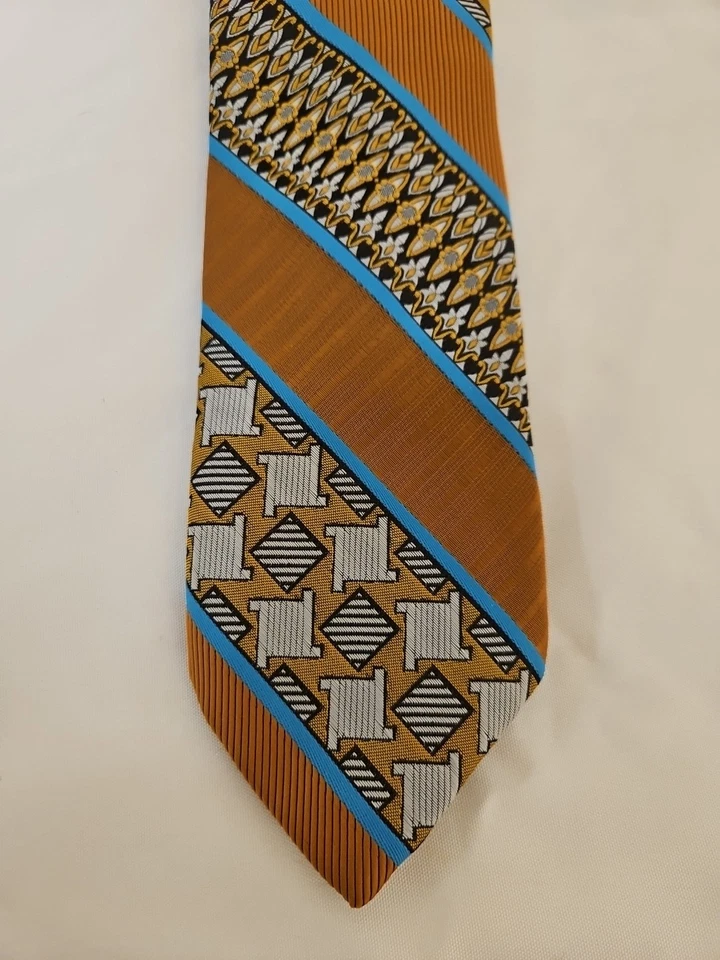 Corbata columpio de seda vintage años 40 novedad Art Deco para hombres Towncraft centavos Foto 3 de 4