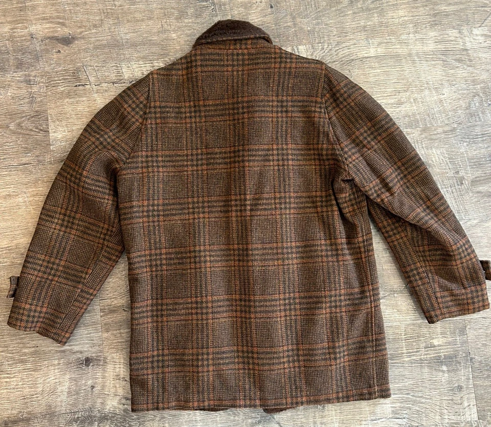 Vintage Pendleton Brown Plaid Fur Jacket/Coat 1970s Car Coat Western Large Wool - Image 2 of 4