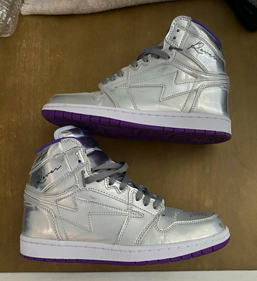 Kool Kiy Hi Reves Paris Men s High Top Lace Up  Silver/Purple/Gray
