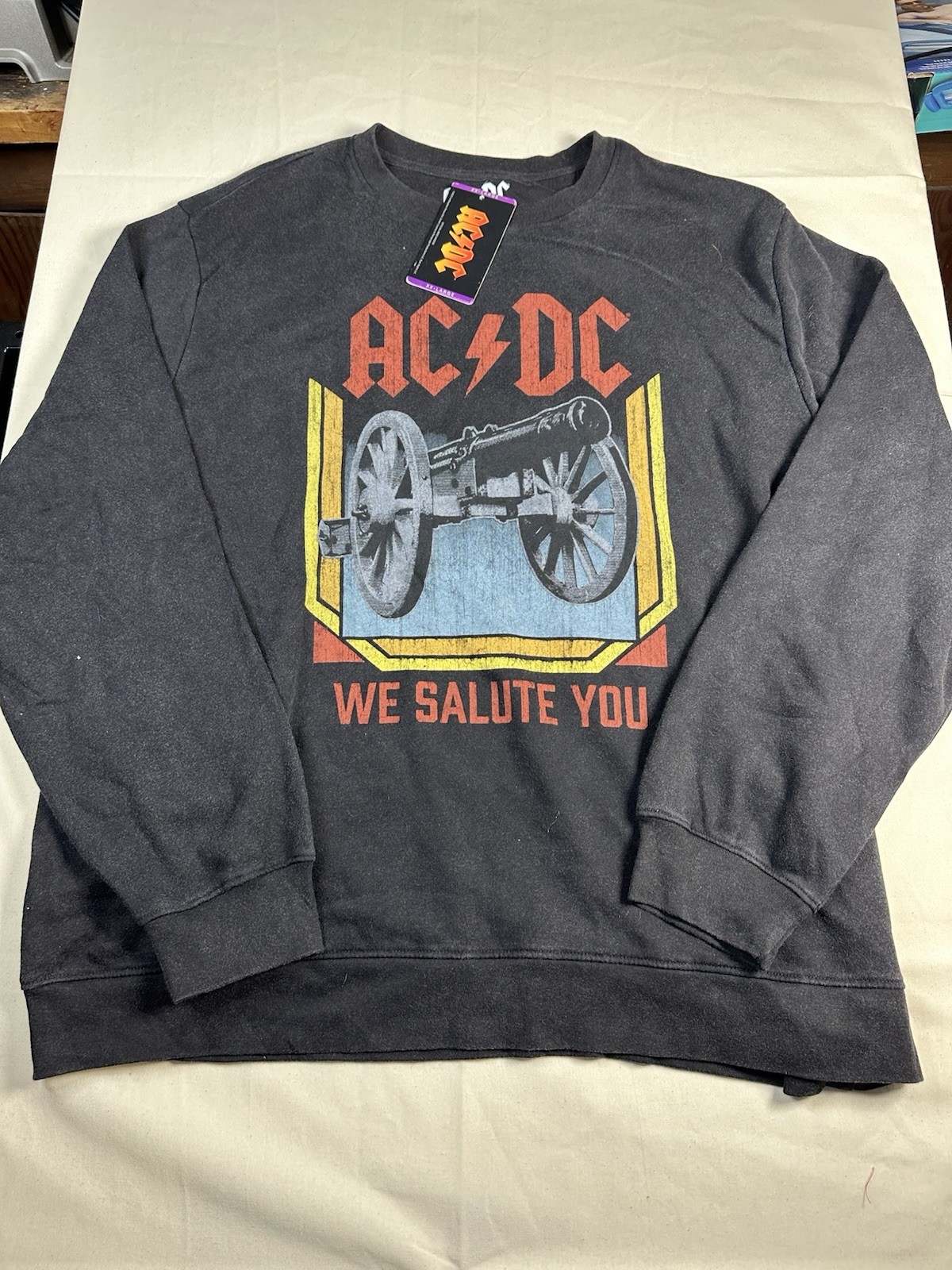 Sudadera polar gráfica AC/DC We Salute You negra XXL mezcla de algodón