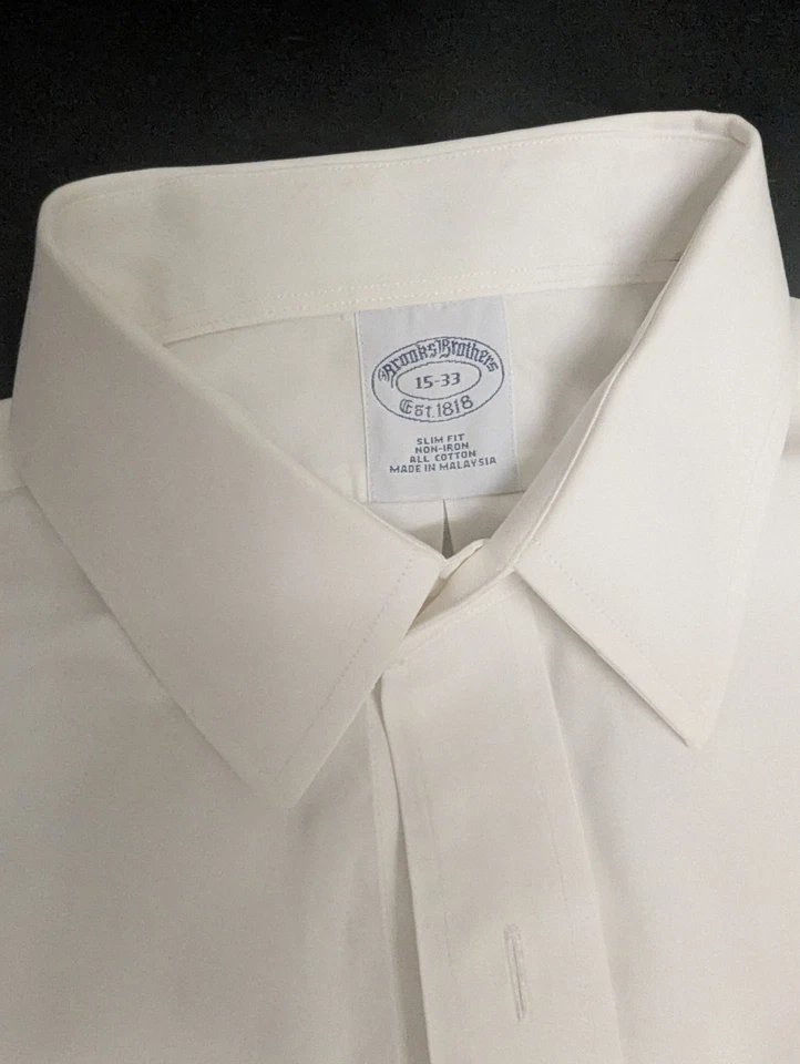 Camisa de vestir clásica blanca Brooks Brothers toda algodón 15/33 calce ajustado sin planchar Foto 4 de 4