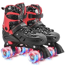 Roller Skates for Girls and Boys , 4 Sizes Adjustable Fun Rollerskates with L...