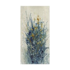 Wrapped Canvas Wall Art - Tim Otoole 'Indigo Floral I' Wall Art for Living Ro...