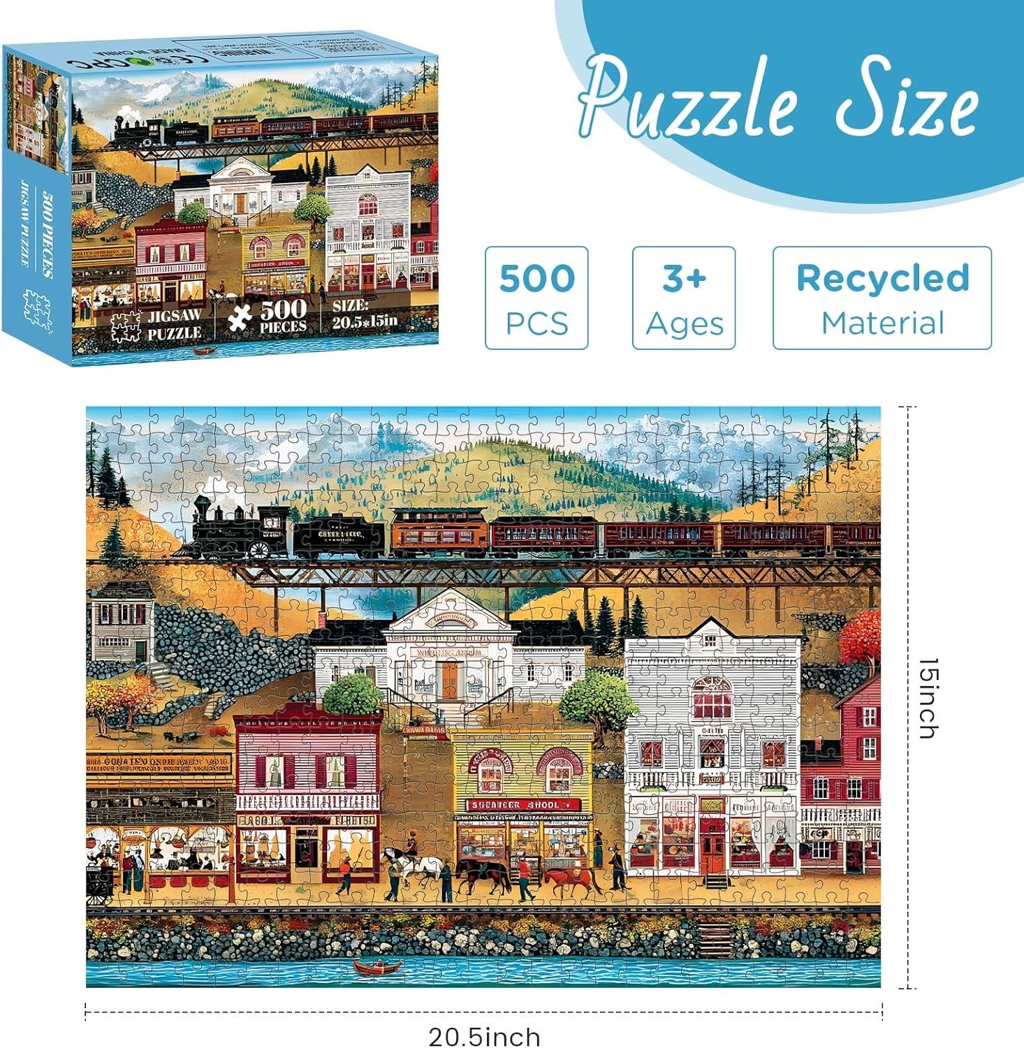 500 Pieces Puzzle for Adults, Retro Train jigsaw puzzles adults,... 