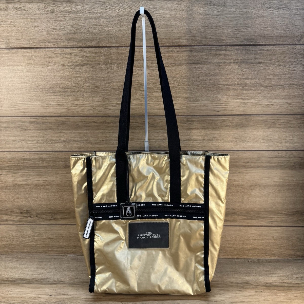 MARC JACOBS The Ripstop Tote Gold Black Shoulder Bag Shopper