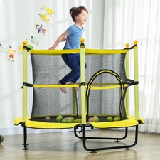 4.6FT Trampoline for Kids with Safety Enclosure, Sea Ball Toys, Yellow