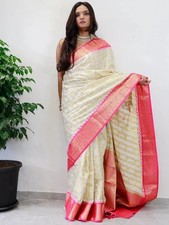 Women Saree Banarasi Silk Gadwal Pattu Pink Color Rich Zari Border With Blouse