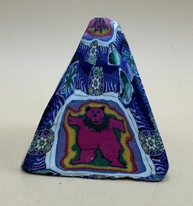 Vintage Handmade Clay Pyramid Psychedelic Bear Incense Stick Holder