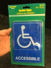 1Brand New Indoor Hy-Ko HANDICAPPED SIGN Plastic Self-Adhesive 5" x7" Restroom
