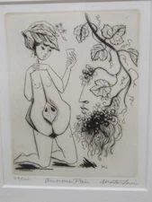 Morton Levin Original Etching AMOROUS PAIR #29/100 erotic woman signed framed