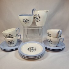 Copeland Spode Teeservice Hamilton blau weiß Blumen um 1960 Service für vier