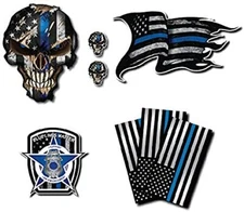 VARIETY PACK THIN BLUE LINE USA AMERICAN FLAG SKULL STICKER DECAL CAR TRUCK COP