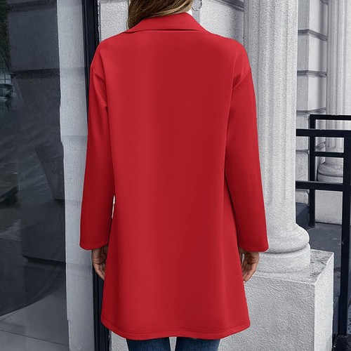 Zweireihiger Damenmantel Reverskragen Wollmischung Erbsenjacken Trenchcoat - Bild 7 von 20