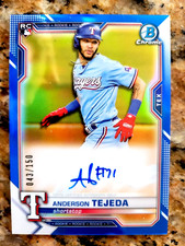 Anderson Tejada 2021 Bowman Chrome Blue Refractor Rookie Auto RC 43/150 Rangers