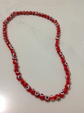 69 RED Evil Eye Beads 6mm - GLASS Nazar Beads - Turkish-Style - FREE SHIP