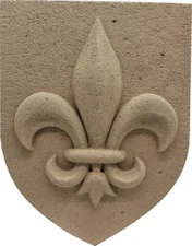 Blason mural fleur de Lys, Lis,  véritable pierre reconstituée, artisan Français