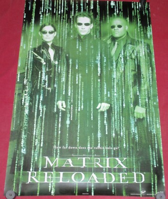 The Matrix Reloaded Movie Poster 22x34 S/S Kneau Reeves Laurence Fishburne  Moss