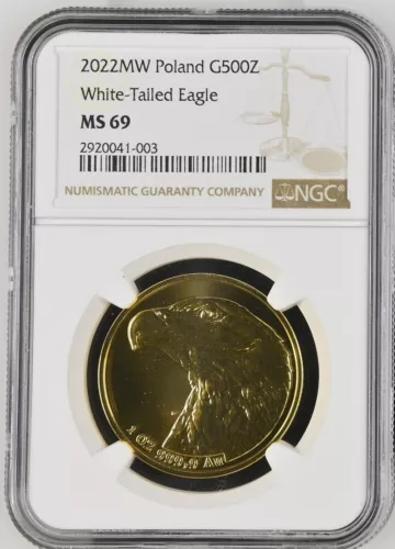 2022MW POLAND G500Z WHITE-TAILED EAGLE NGC MS 69 TOP TOP