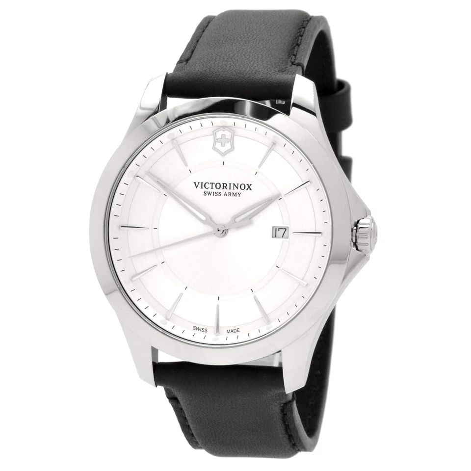 Victorinox Swiss Army Men's Watch Alliance Silver Tone Dial Black Strap 241905