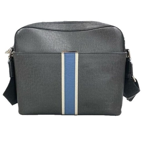 Auth LOUIS VUITTON Taiga Belt Navy/Silver Leather/Metal  display picture 3