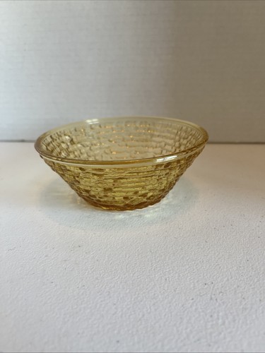 VTG Anchor Hocking Soreno Honey Gold Glass Amber Ripple Bowl Small 4.5oz - Picture 3 of 10
