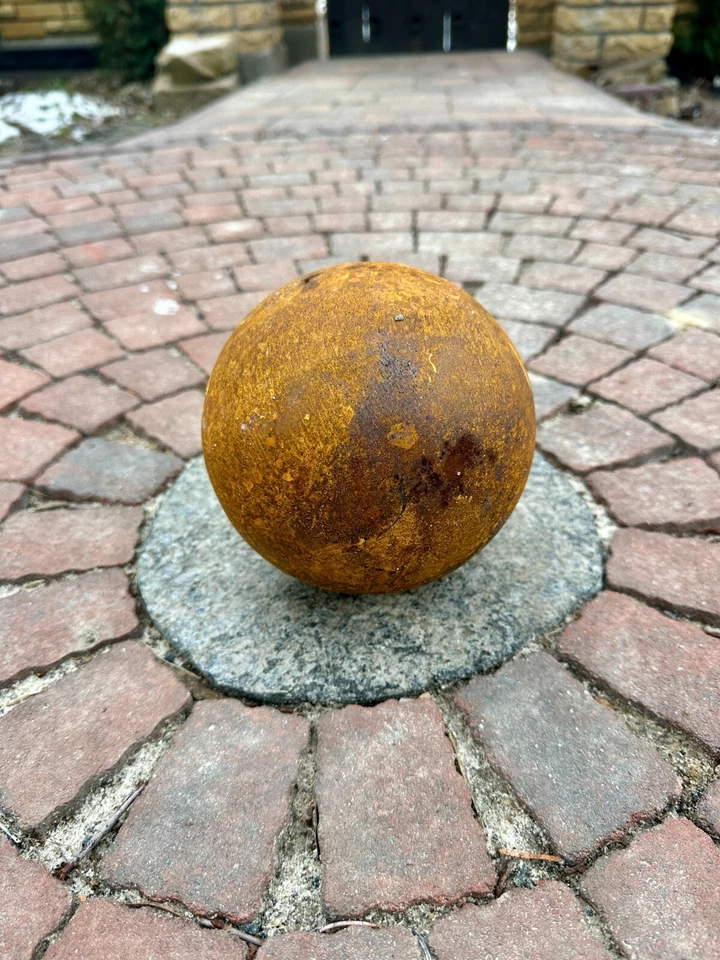 Esfera de jardín de 6", arte de metal oxidado, decoración oxidada, cuenco oxidado de jardín zen Foto 3 de 4