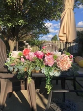 Pink flower arrangement centerpiece