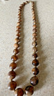 PRETTY VINTAGE 24" BROWN & GOLD TONE BEADED NECKLACE — photo 1